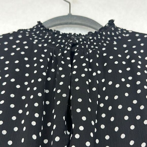 Express Women's Polka Dot Smocked-Waist Flutter-Sleeve Midi Dress Sz Small - Picture 4 of 12